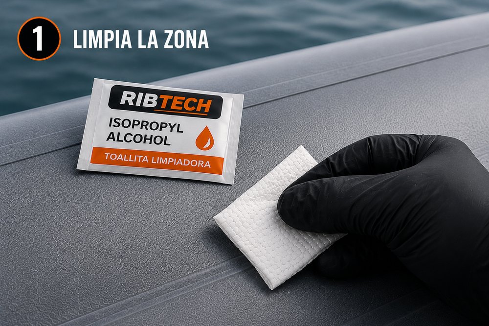 Limpieza de la zona con toallita de alcohol isopropílico