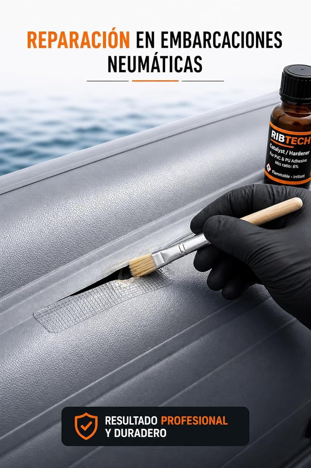 Daño en material náutico antes de reparar